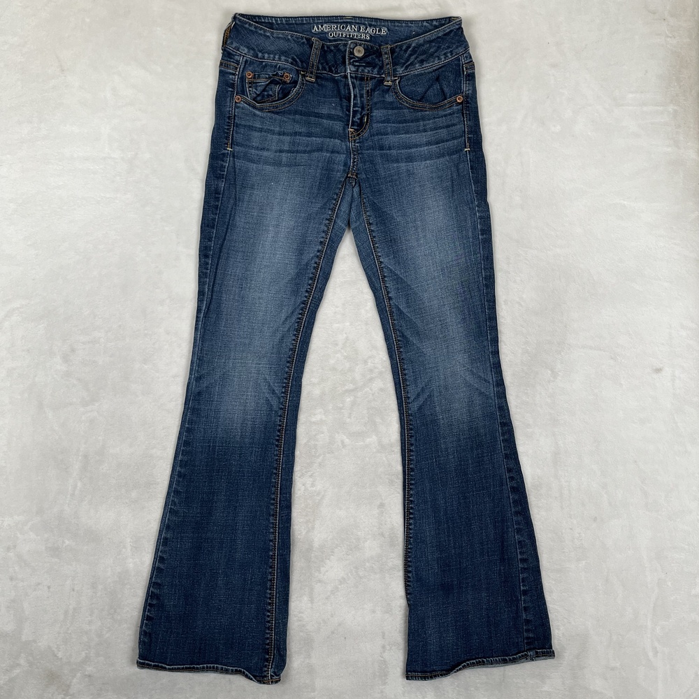 American Eagle Artist Super Stretch Bootcut Jeans Womens 4 Blue Med Wash Denim